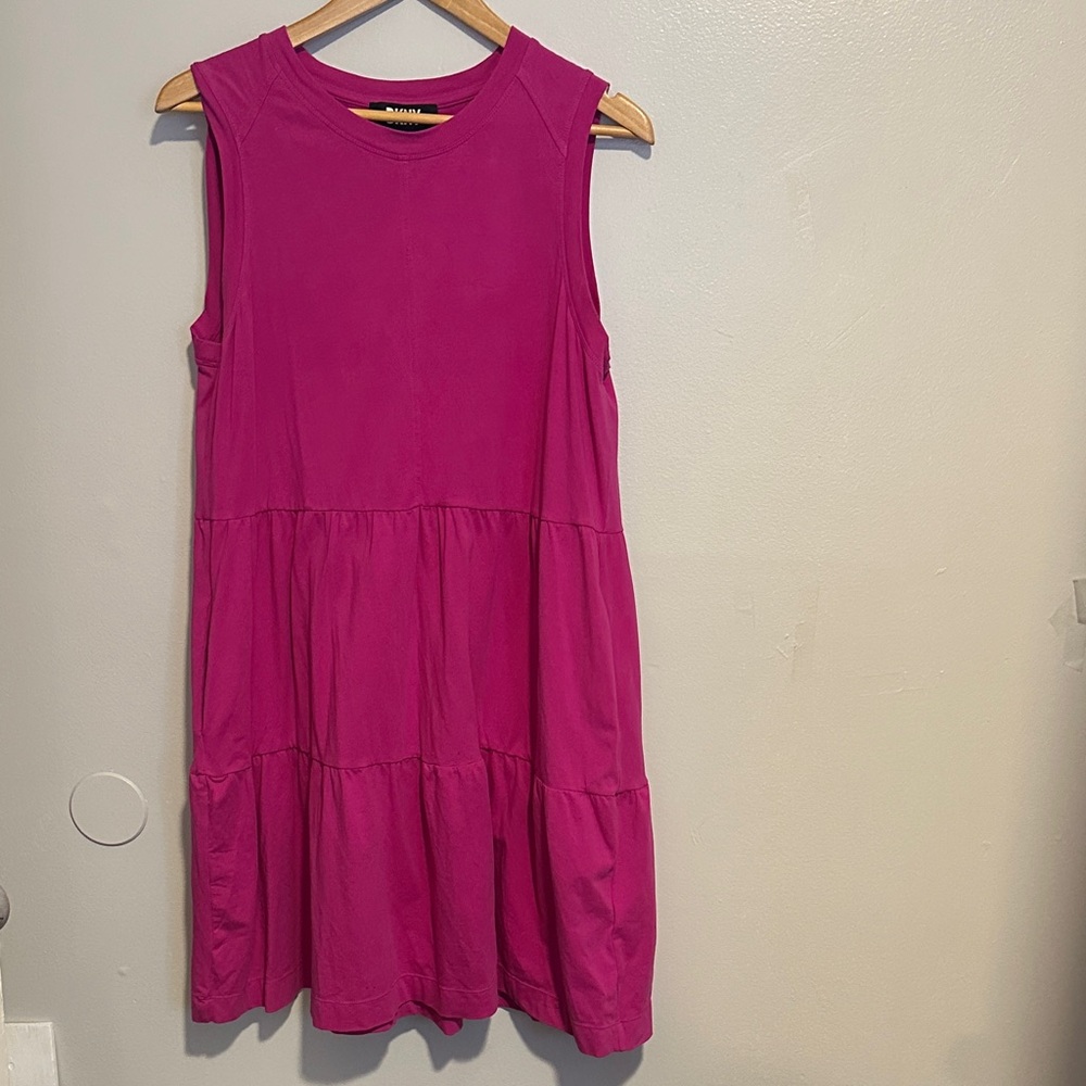 DKNY hot pink tiered dress